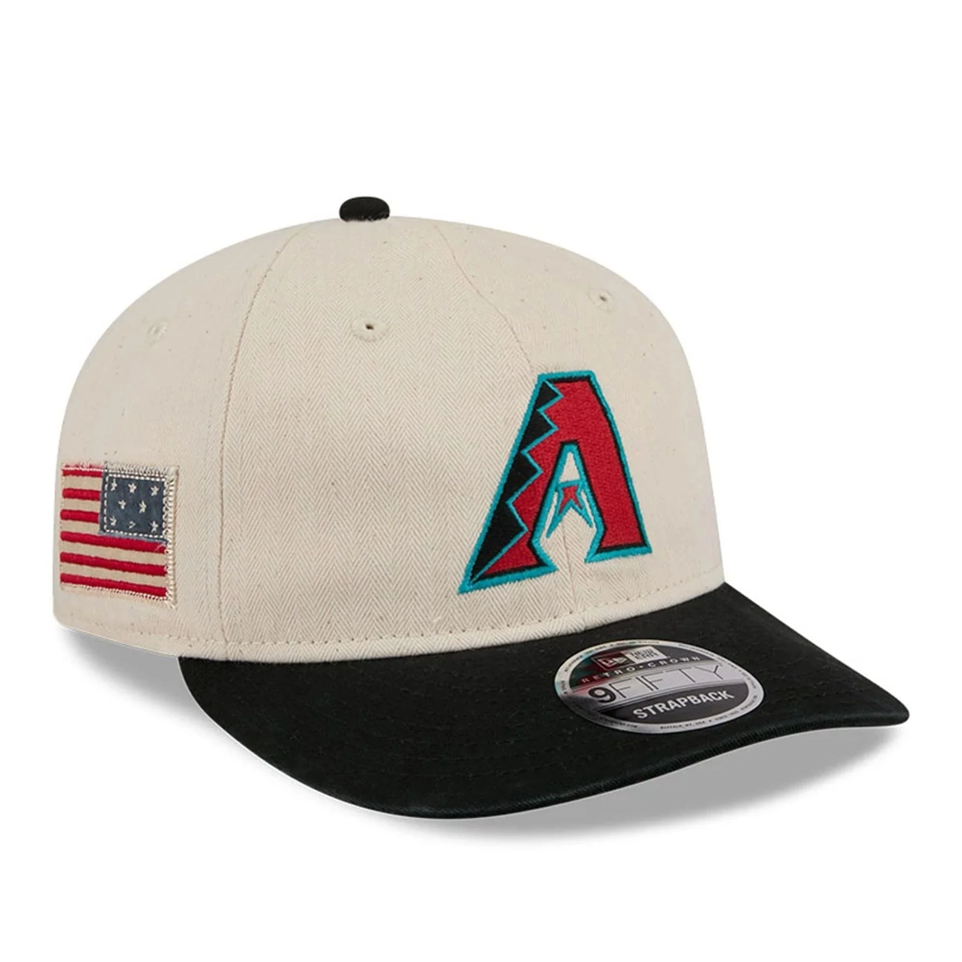 Arizona Diamondbacks MLB Americana Herringbone White Retro Crown 9FIFTY Adjustable Cap