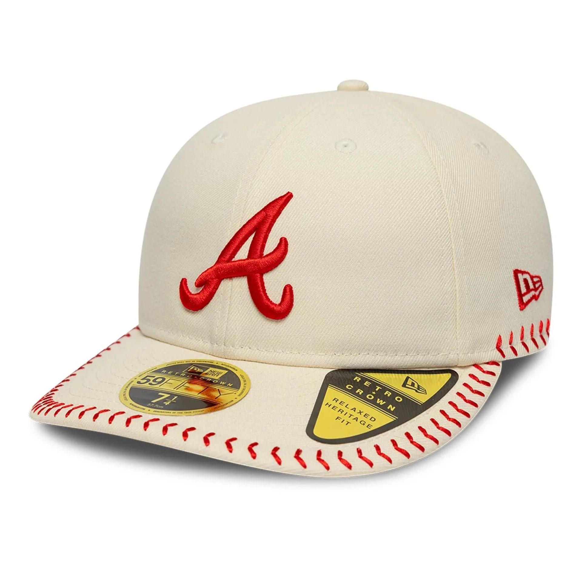Atlanta Braves MLB Baseball Stitch Cream Retro Crown 59FIFTY Fitted Cap