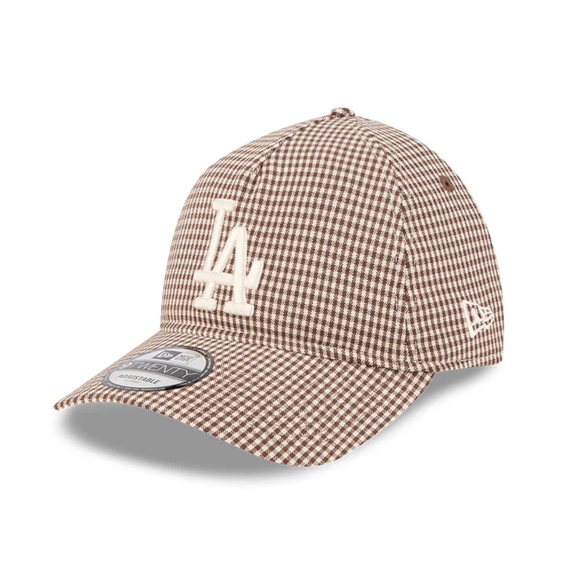 LA Dodgers MLB Check Open Brown 9TWENTY A-Frame Adjustable Cap