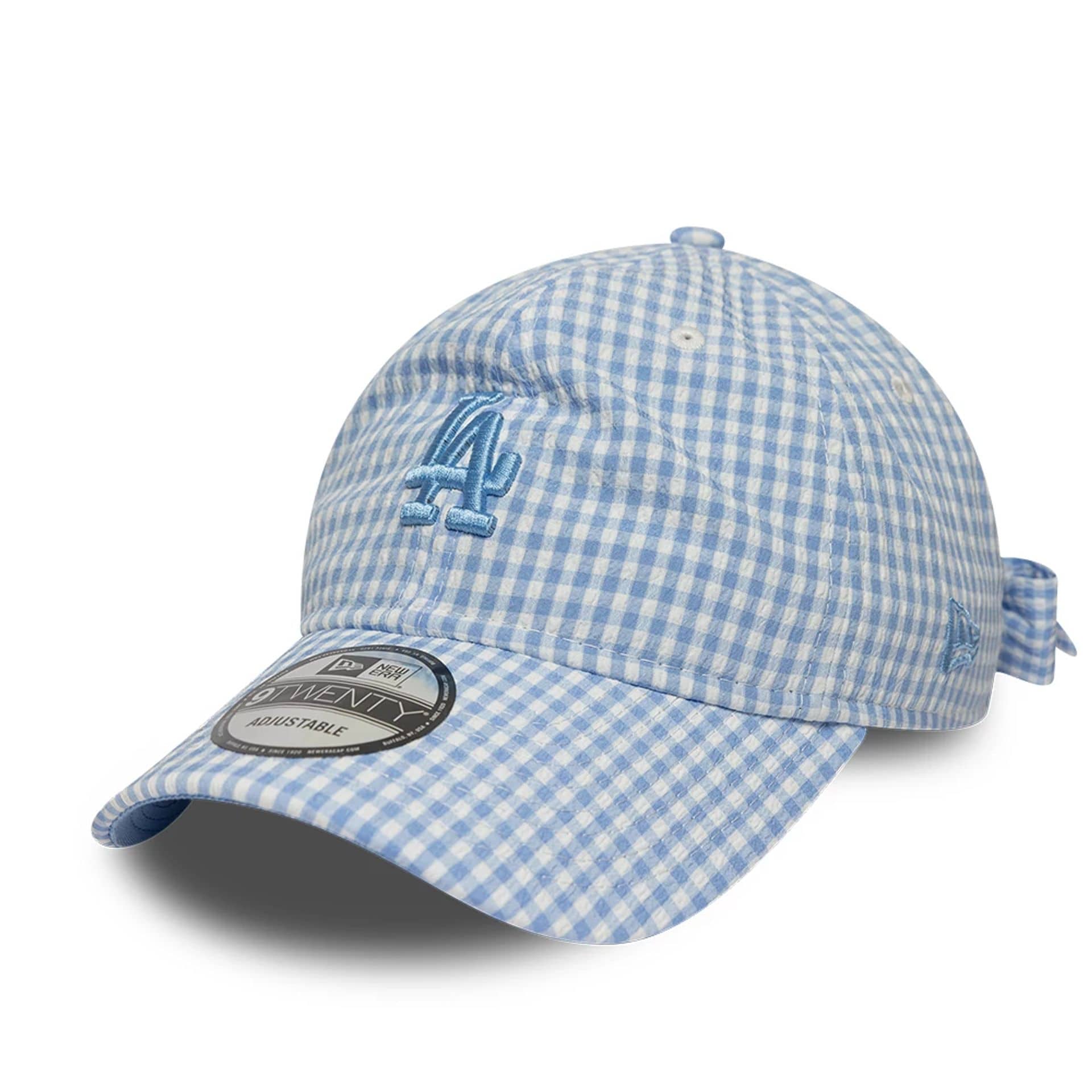 LA Dodgers MLB Gingham Bowback Pastel Blue 9TWENTY Adjustable Cap