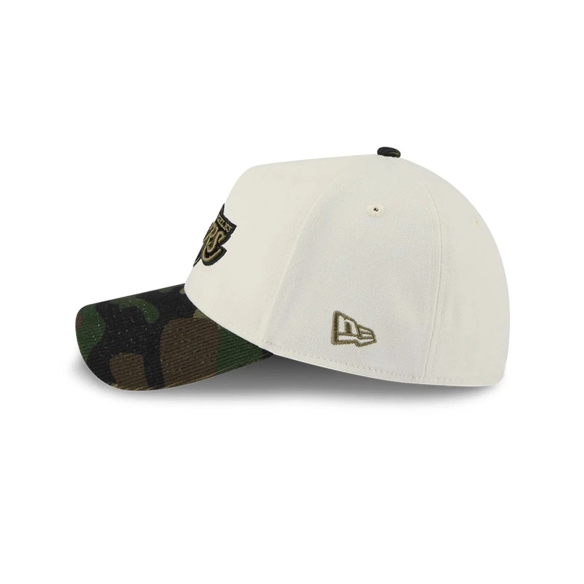LA Lakers NBA Camo Visor Cream 39THIRTY A-Frame Stretch Fit Cap - Image 5