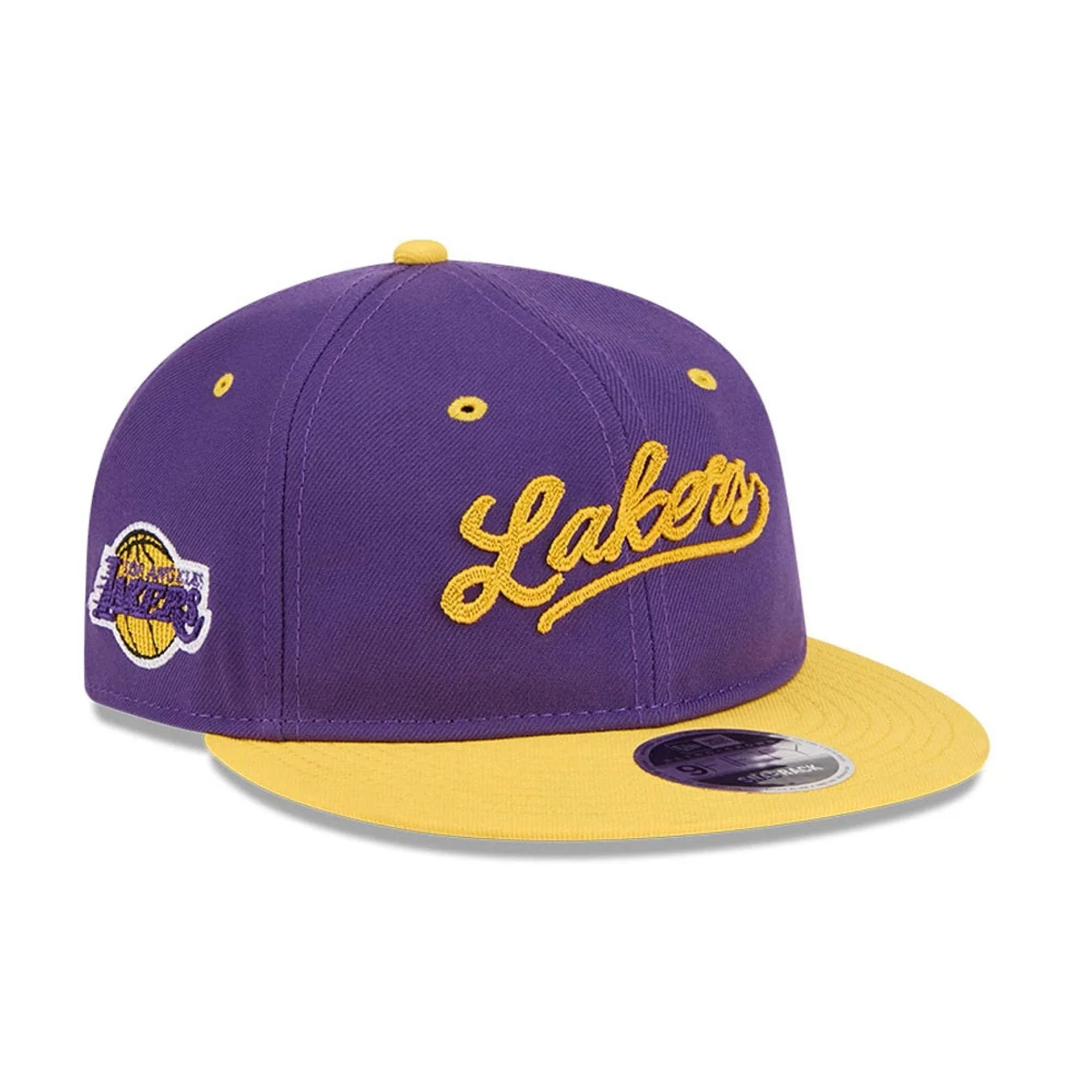 LA Lakers NBA Chainstitch Script Purple Retro Crown 9FIFTY Adjustable Cap