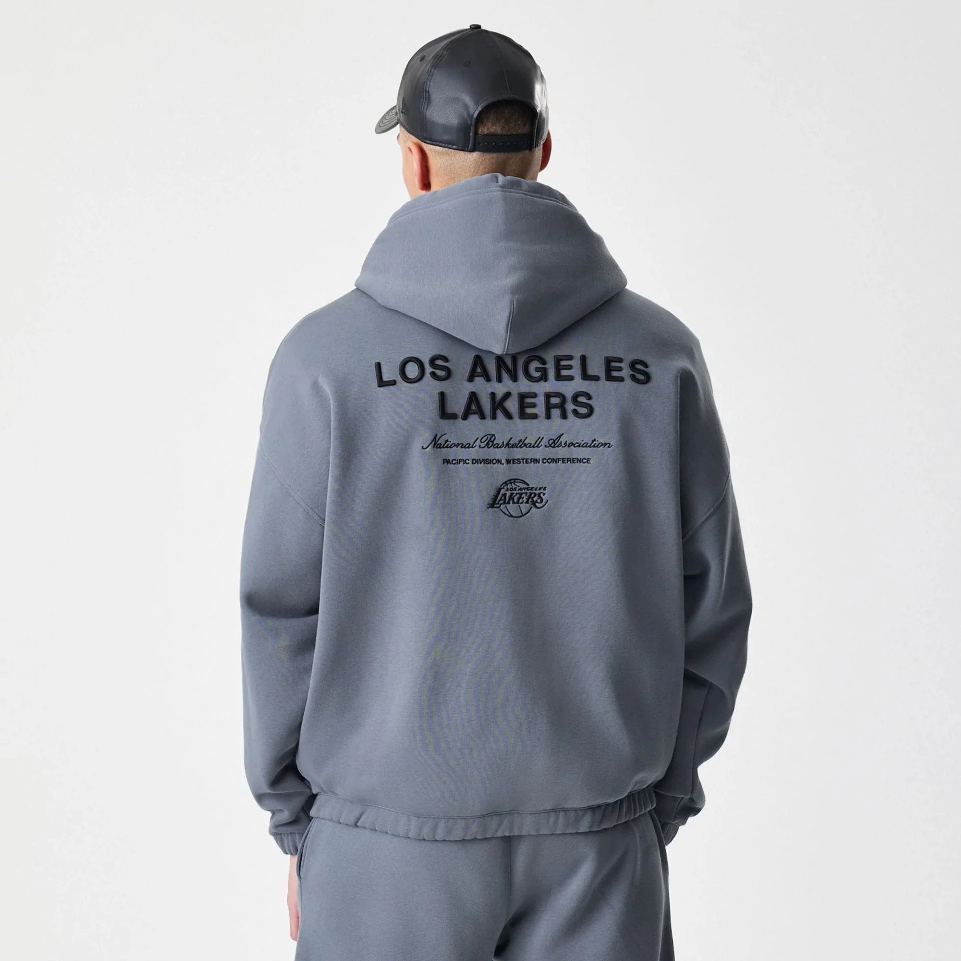 LA Lakers NBA Linear Dark Grey Oversized Full Zip Hoodie - Image 2