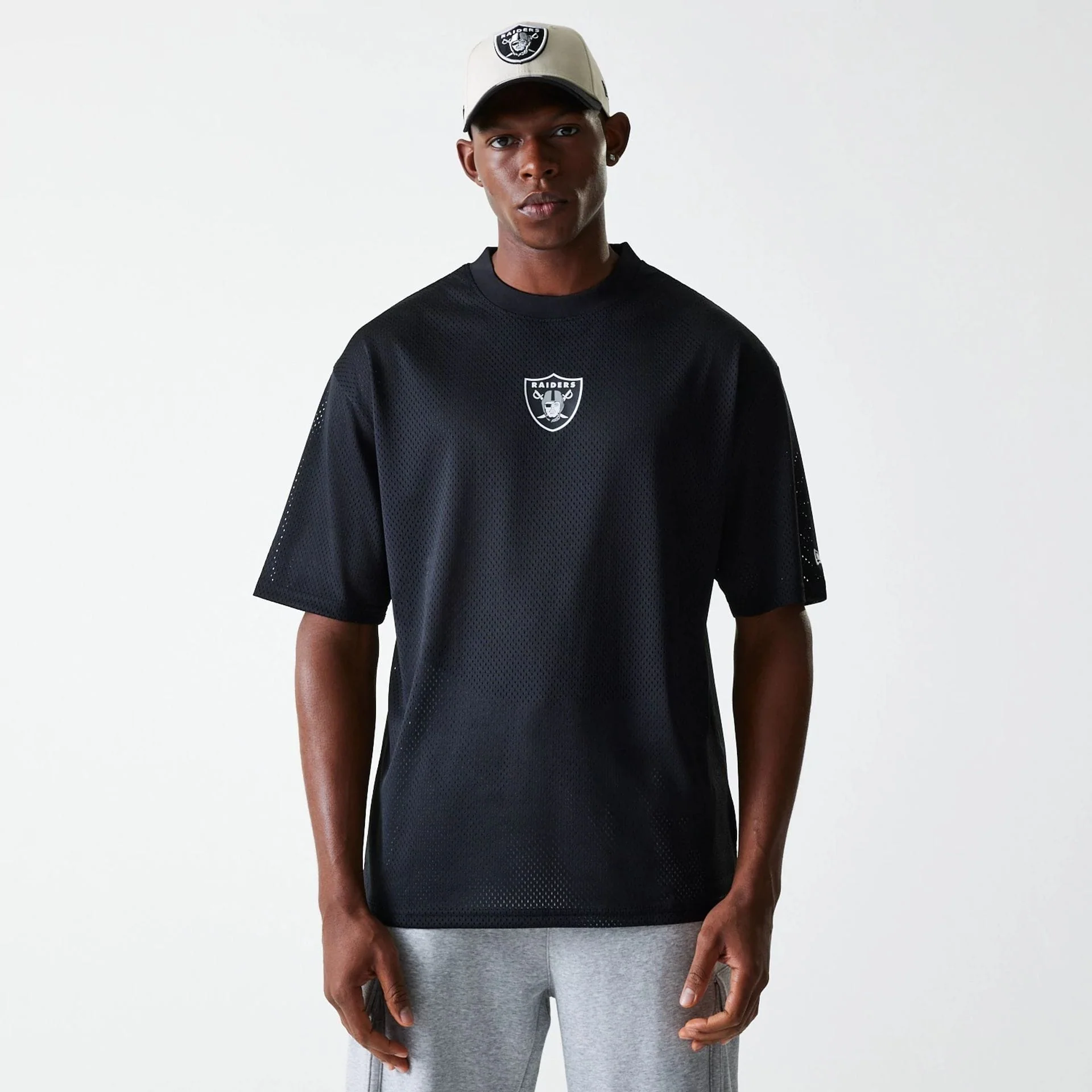 Las Vegas Raiders NFL Essentials Black Oversized Mesh T-Shirt