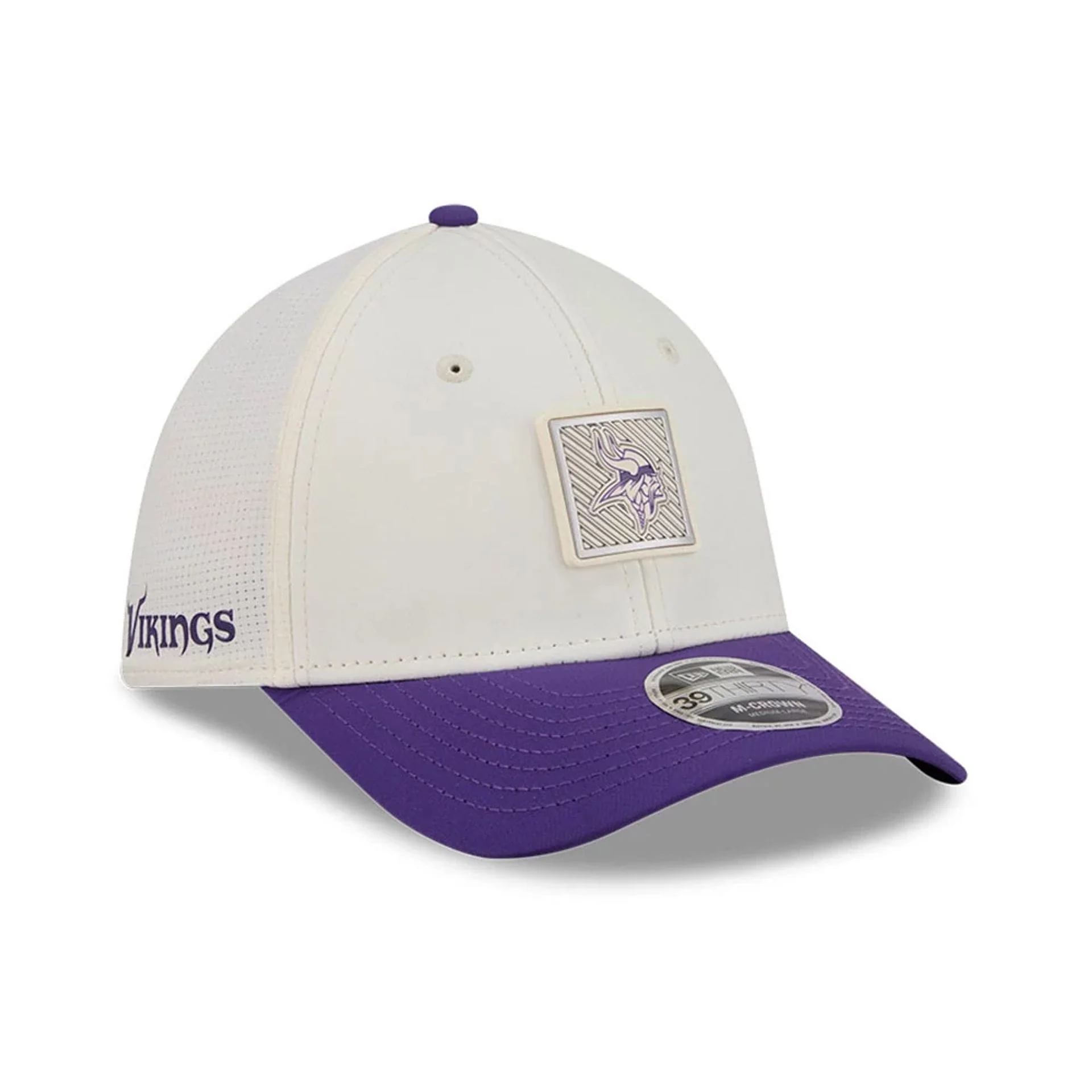 Minnesota Vikings NFL Training 2026 White 39THIRTY M-Crown Stretch Fit Cap