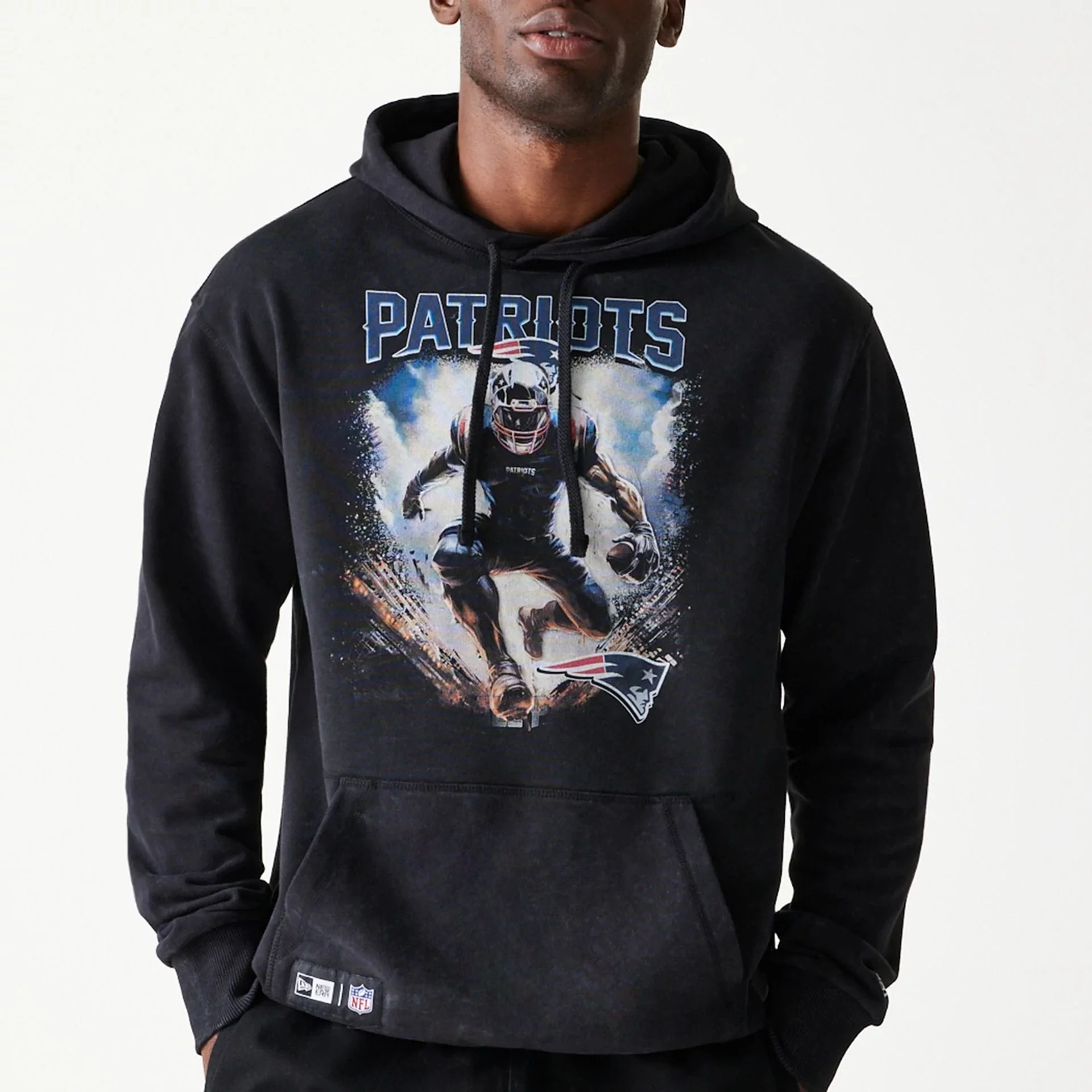 New England Patriots NFL Games Premium Apparel Black Oversized Pullover Hoodie - Image 2