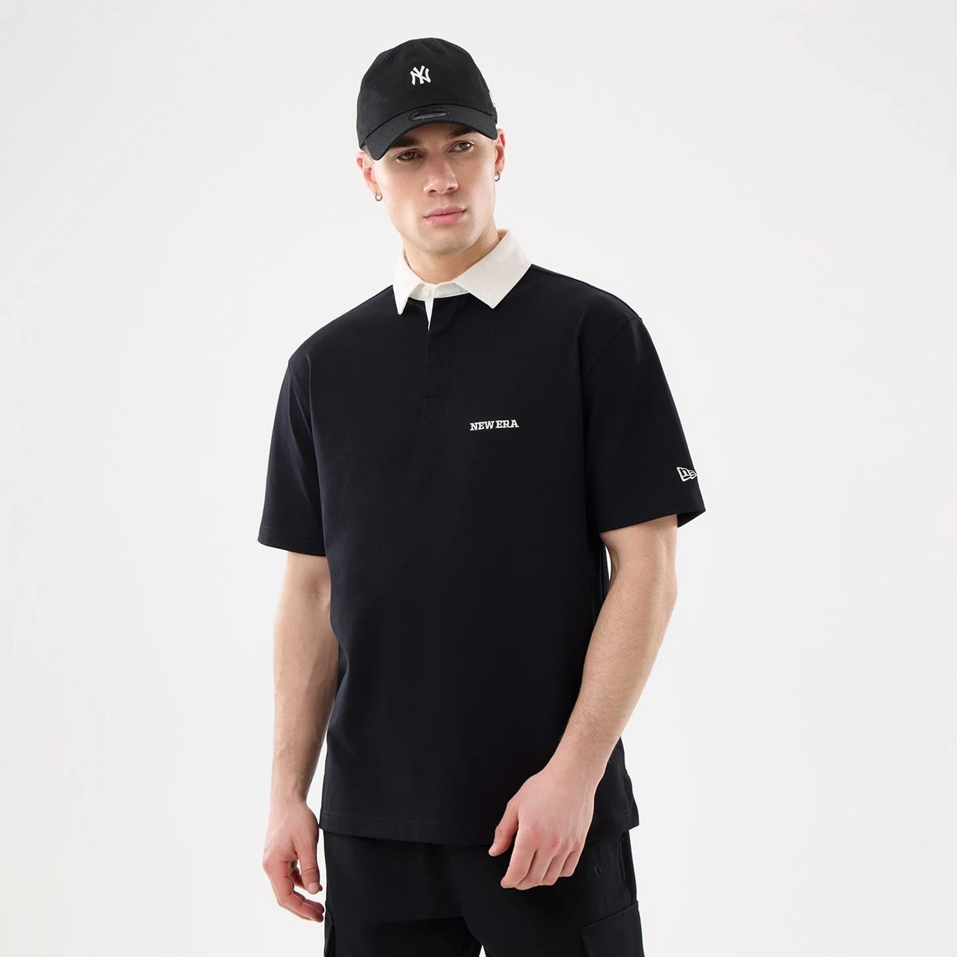 New Era Black Short Sleeve Rugby Shirt