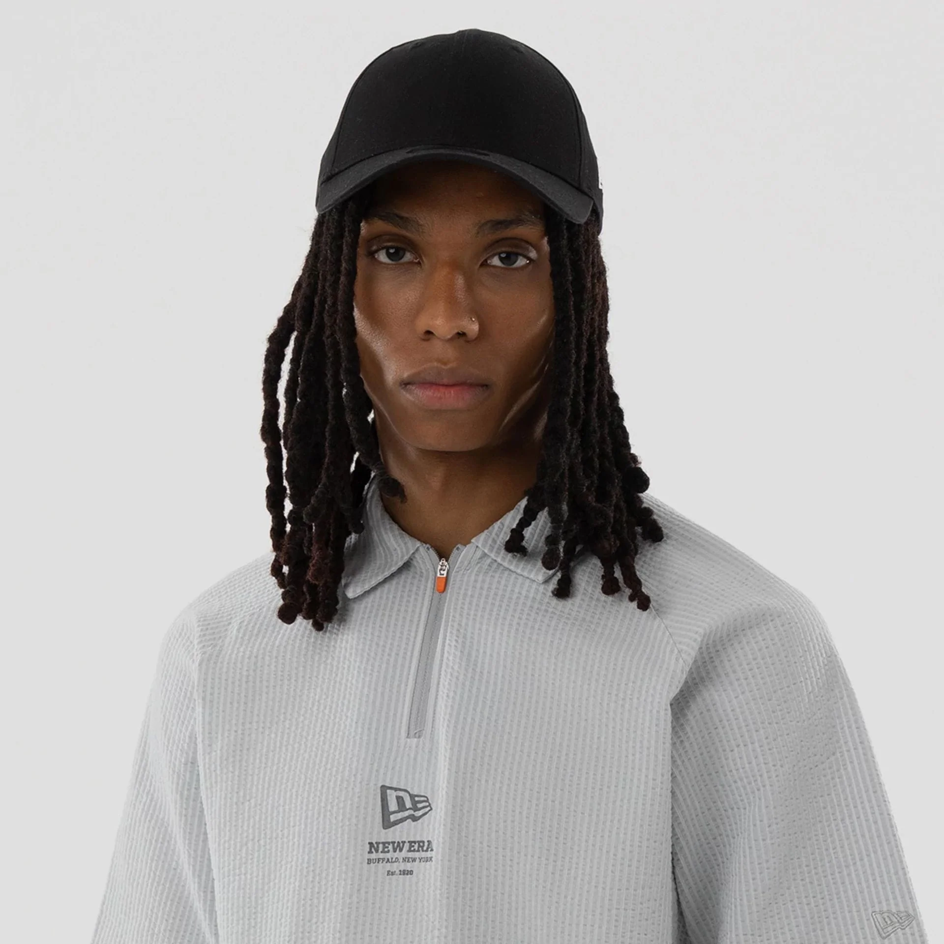 New Era Seersucker Grey Polo T-Shirt - Image 7