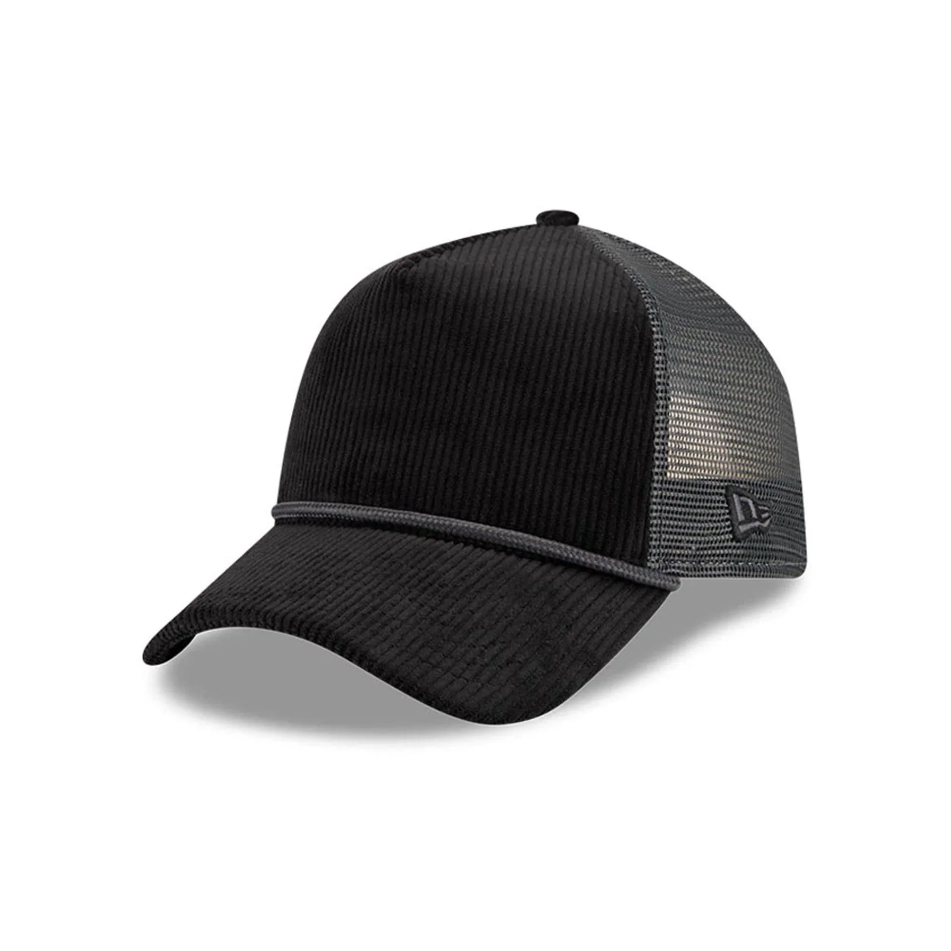 New Era Wide Cord Black 9FORTY A-Frame Trucker Adjustable Cap