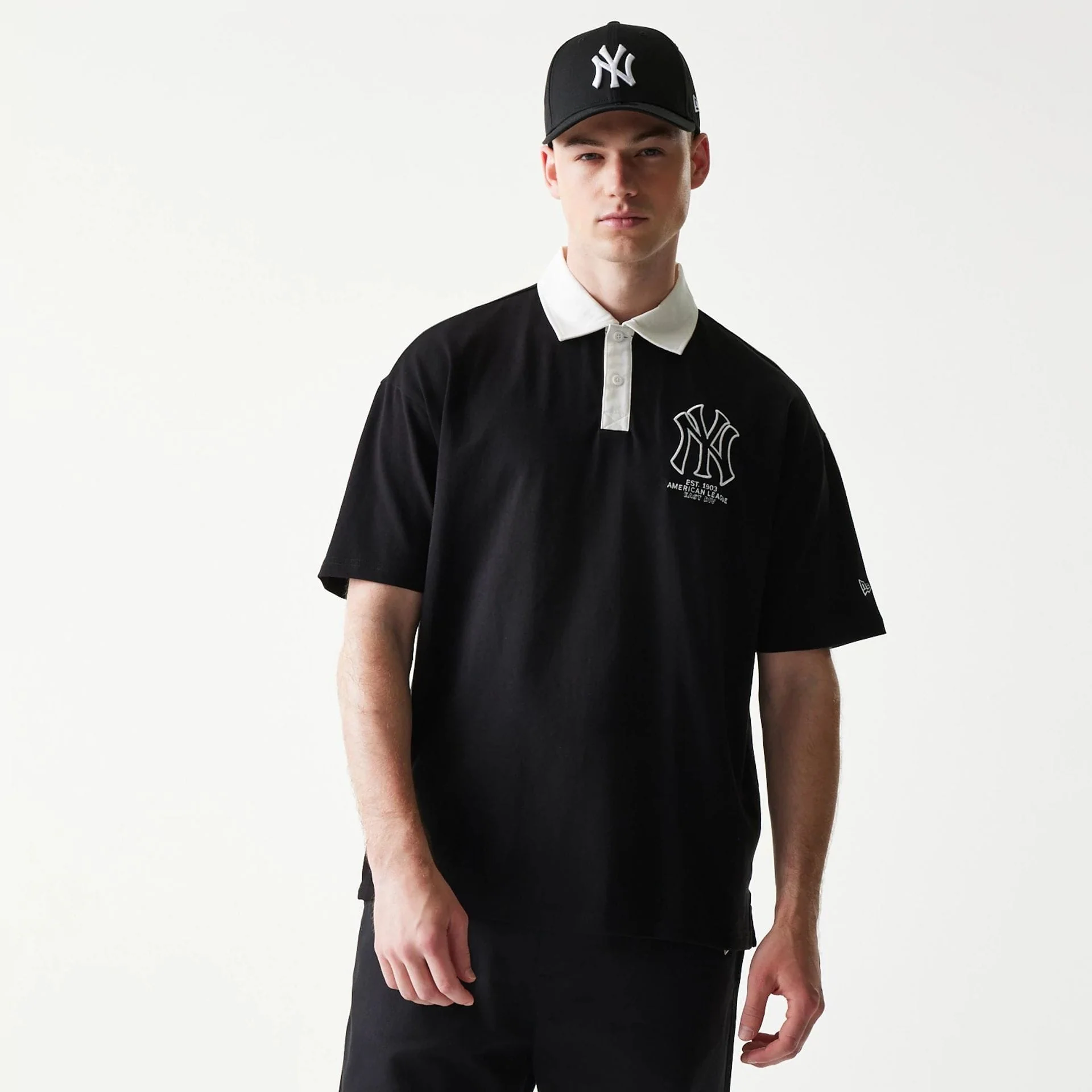 New York Yankees MLB Black Oversized Polo T-Shirt