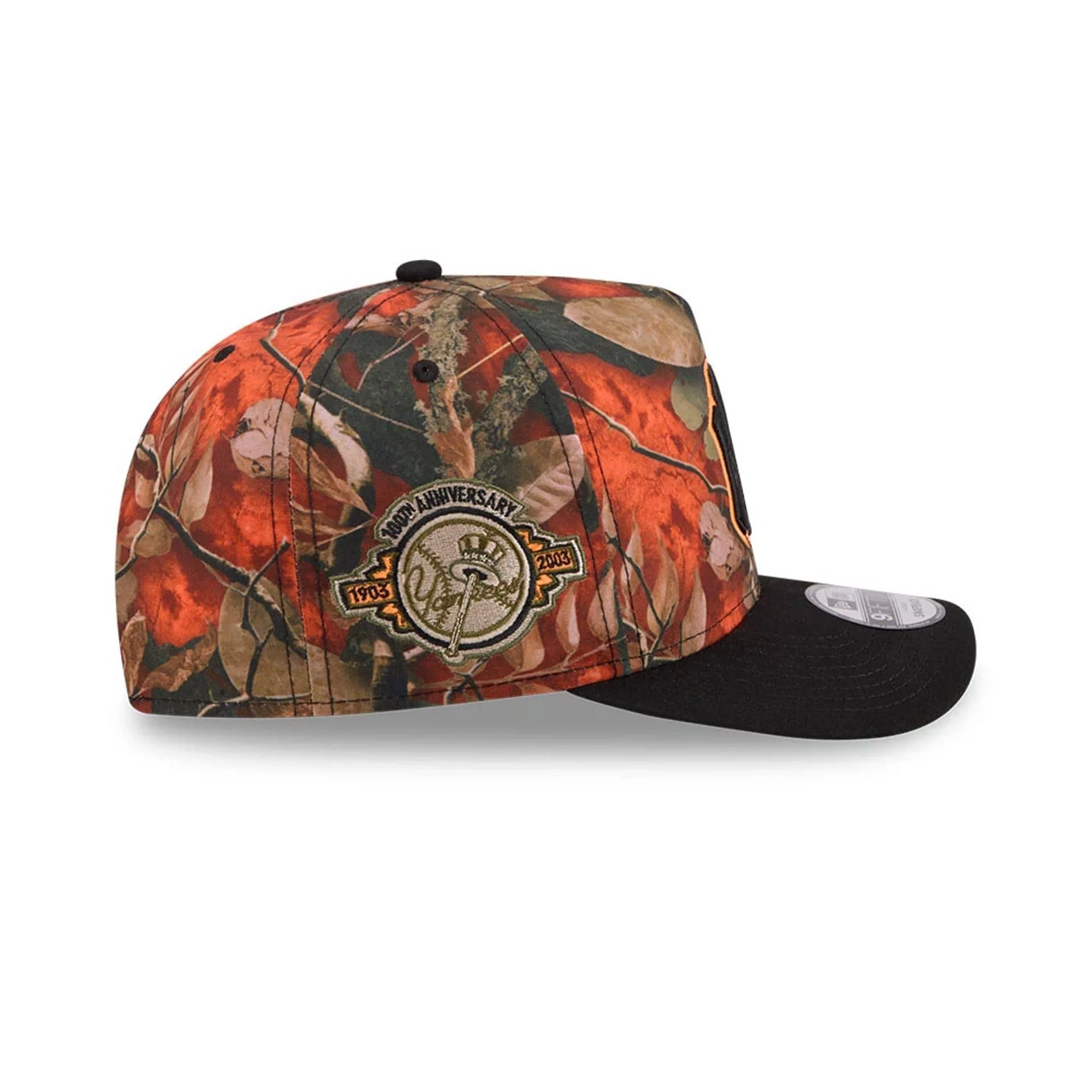 New York Yankees MLB Leaves Bright Orange 9FIFTY A-Frame Snapback Cap - Image 8